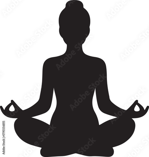 Silhouette of a person meditating peacefully in a lotus pose, symbolizing tranquility and mindfulness