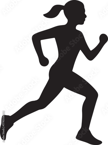 Dynamic silhouette of a woman running with energy and determination