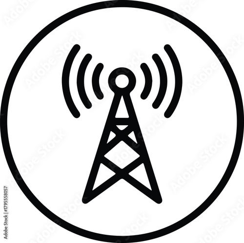 Illustrator communication tower antenna wireless signal simple circle Silhouette vector