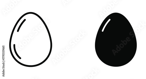 Egg outline and solid black icon design. simple graphic representation of food