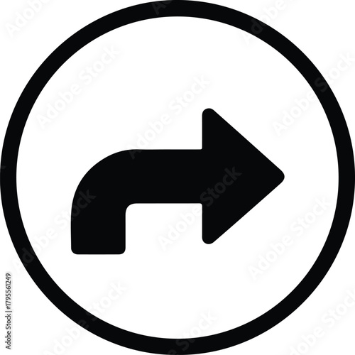Illustrator Right turn arrow in a circle Silhouette vector