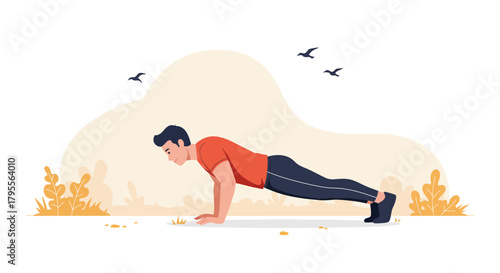 Man Doing Push Up Exercise Outdoors