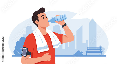 Man drinking water after workout