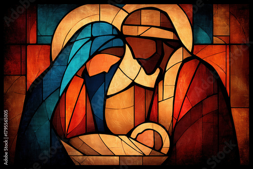 Holy Family Mary Joseph and Jesus Abstract Artistic Illustration