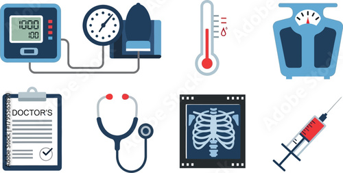 Collection of medical instruments for health check and diagnosis