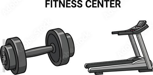 Dumbbell and treadmill equipment for a healthy lifestyle at the gym