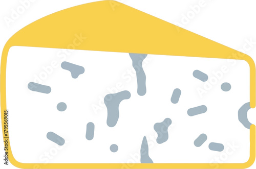 Fresh wedge of blue cheese with distinctive mold patterns on a white background.