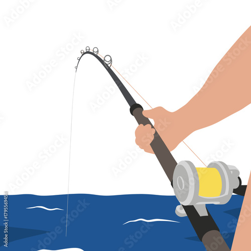 Fishing Rod Bent Over Water – Close-Up Angling