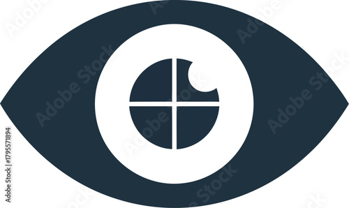 Stylized eye symbol representing vision, observation, and perception