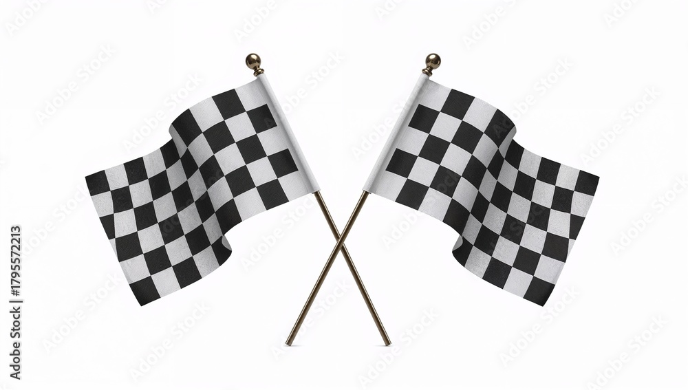 Obraz premium Two Crossed Checkered Flags Signifying the Start or Finish of a Competitive Race Event