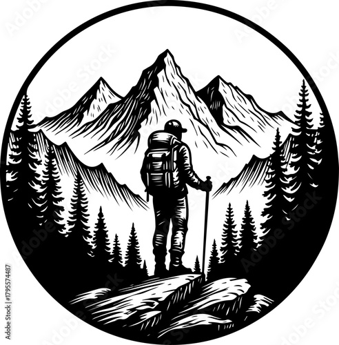 Lone Trekker in the Mountains