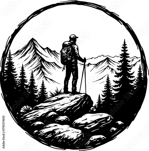 Lone Trekker in the Mountains