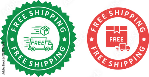 Express Cost-Free Delivery Emblem — Zero-Charge Shipping Service Badge Design