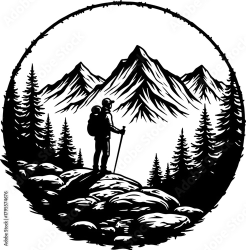 Lone Trekker in the Mountains