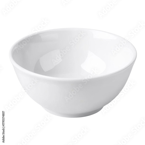 White Ceramic Bowl Front View Isolated on White Background – High-Resolution Studio Lighting Product Photo for Food Packaging and Mockup Design