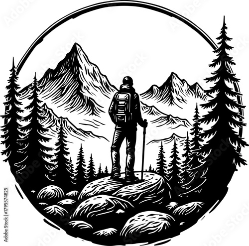 Lone Trekker in the Mountains