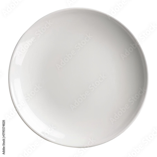 White Ceramic Plate Top View Isolated on White Background – High-Resolution Studio Lighting Product Photo for Product Listings and Mockup Design
