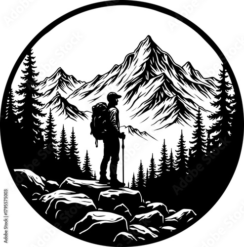 Lone Trekker in the Mountains