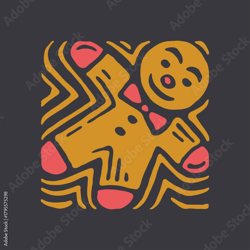 Gingerbread Man on Abstract Background Illustration