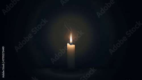 International Holocaust Remembrance Day: Single Candle Flame in the Dark.
