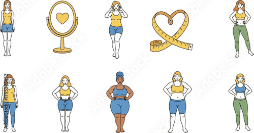 Diverse women embracing their unique body shapes with confidence and self-love.