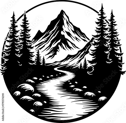 Mountain Hiking Silhouette SVG | Adventure Trekker Vector Design