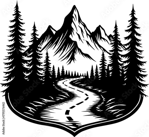 Mountain Hiking Silhouette SVG | Adventure Trekker Vector Design