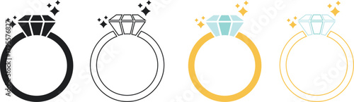 Simple ring illustration with gemstone details, suitable for wedding themes, engagements, jewelry, and elegant decorative elements.