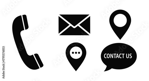 Contact information icons including phone email location and chat support