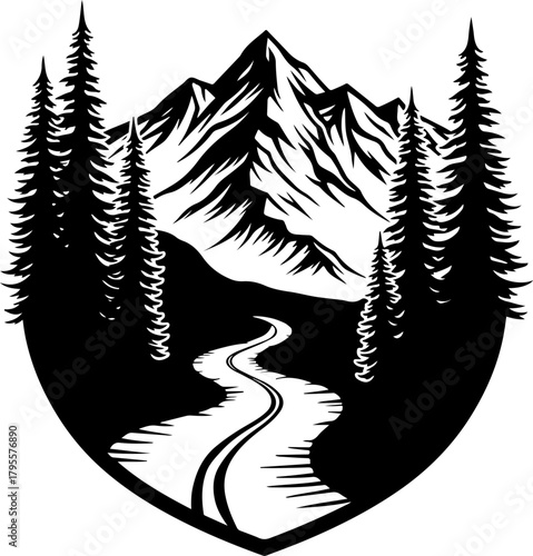 Mountain Hiking Silhouette SVG | Adventure Trekker Vector Design