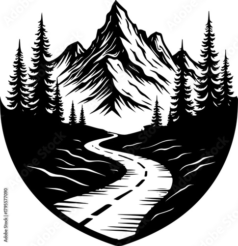 Mountain Hiking Silhouette SVG | Adventure Trekker Vector Design