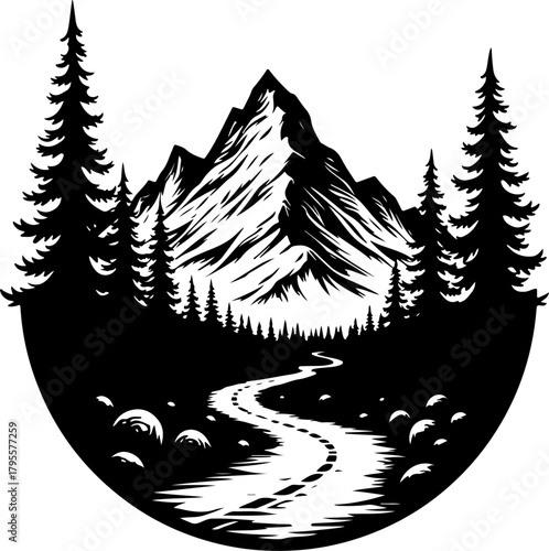 Mountain Hiking Silhouette SVG | Adventure Trekker Vector Design