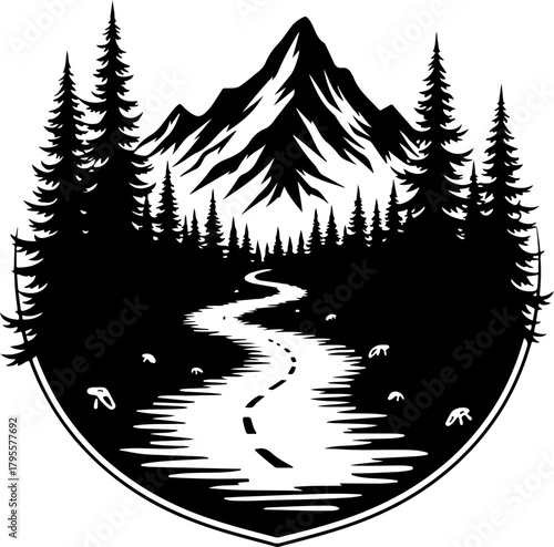 Mountain Hiking Silhouette SVG | Adventure Trekker Vector Design