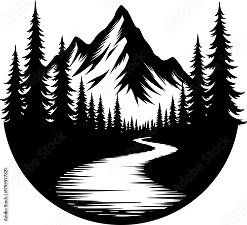 Mountain Hiking Silhouette SVG | Adventure Trekker Vector Design