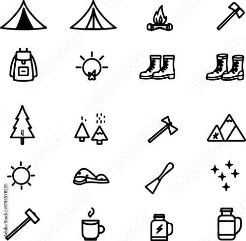 Wallpaper Mural Camping & Outdoor Adventure Icon Set Torontodigital.ca