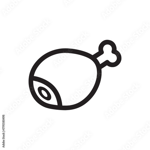 Chicken thigh outline vector flat illustration