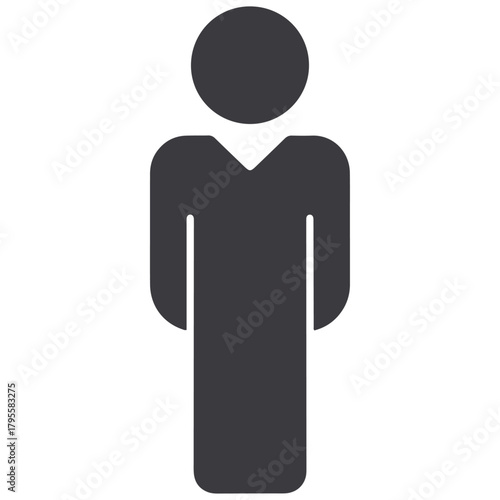 Simple Minimalist Human Icon Silhouette Standing Profile View Isolated on White Background Vector Graphic