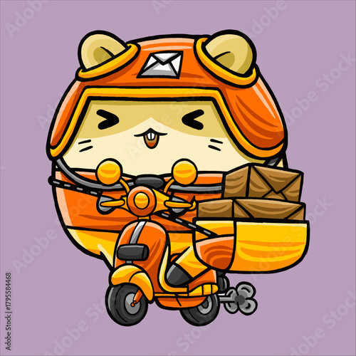 New hamster delivery boy icon illustration