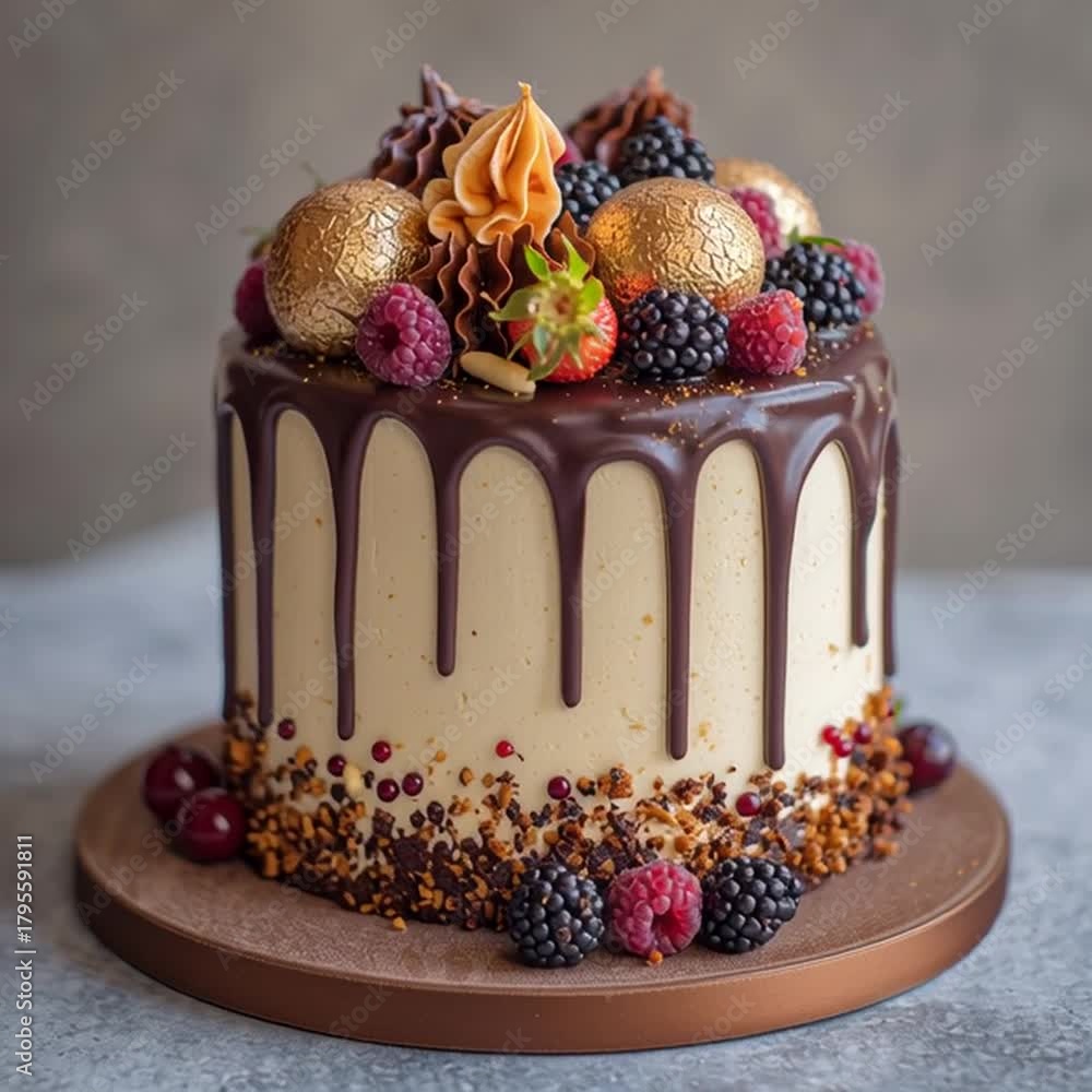 chocolate cake with berries
