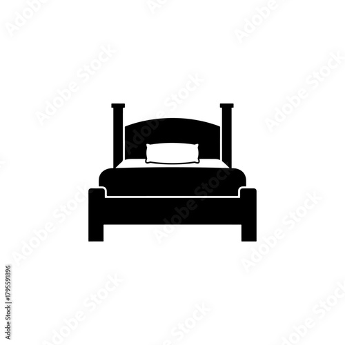 Simple and Modern Bed Icon Black Silhouette Isolated on White Background Vector Graphic