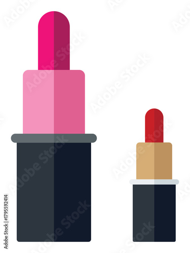 Lipstick silhouette vector, icon set. Colourful lipstick isolated on white background. Woman makeup lipstick product vector symbol design. Vector illustration.