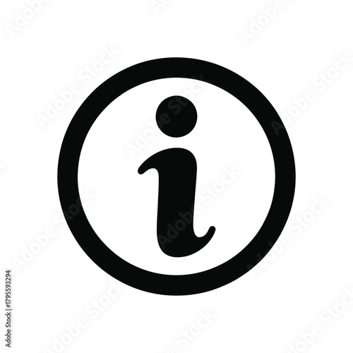 Black Information Icon Inside a Circle Shape Isolated on White Background