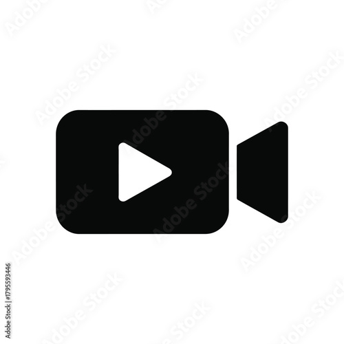 Black Camcorder Icon with Play Button Illustration File