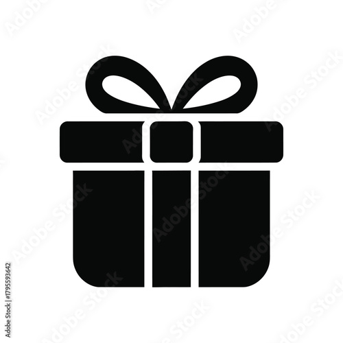 Isolated Icon of a Classic Gift Box with Ribbon and Bow Design