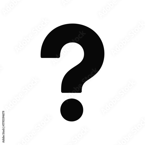 Black question mark symbol icon on white background for web and design