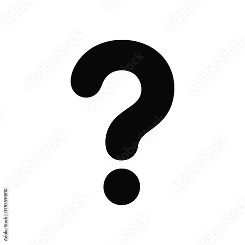 Simple black question mark on a clean white background, format