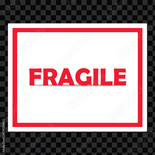 Bold fragile label design with a clean red border for clear packaging warnings. Ideal for shipping, logistics, and safety communication. Perfect for labels, stickers, and handling instructions.