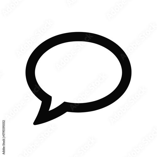 Black and white of a speech bubble icon on white background