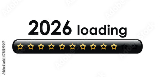 2026 loading golden bar with stars vector illustration