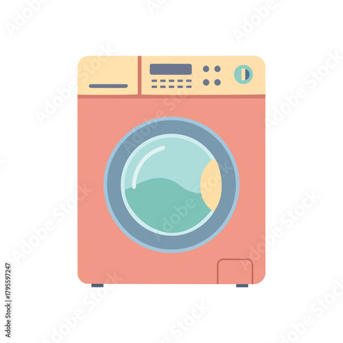 Flat design illustration of a modern washing machine
